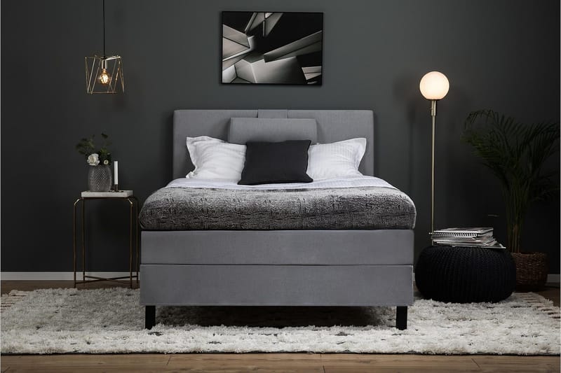 Lucky Komplett Sängpaket 120x200 Latex Sl ät Sänggavel  Na - Nackkudde Stor Mellangrå - Möbler - Sovrum - Sängar - Kontinentalsängar