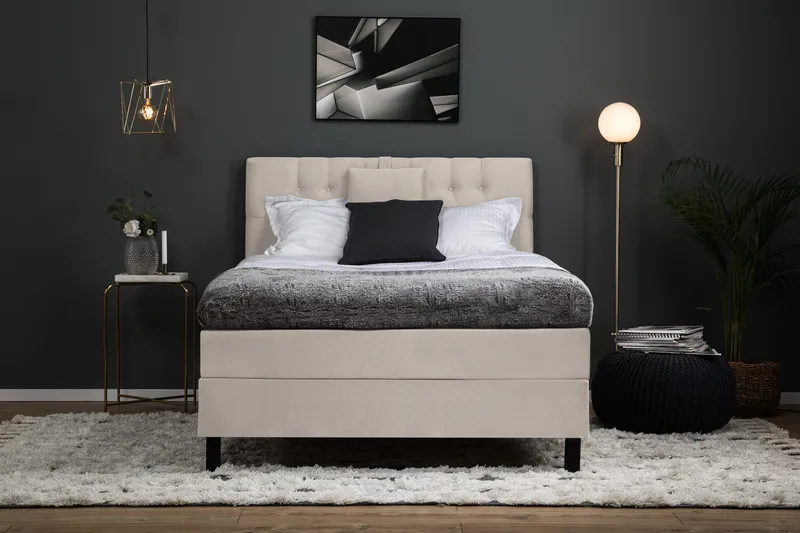 Lucky Komplett Sängpaket 120x200 Memory Diamant Sänggavel - Nackkudde Liten Beige - Möbler - Sovrum - Sängar - Kontinentalsängar