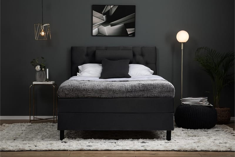 Lucky Komplett Sängpaket 120x200 Memory Diamant Sänggavel - Nackkudde Stor Svart/Grå - Möbler - Sovrum - Sängar - Kontinentalsängar