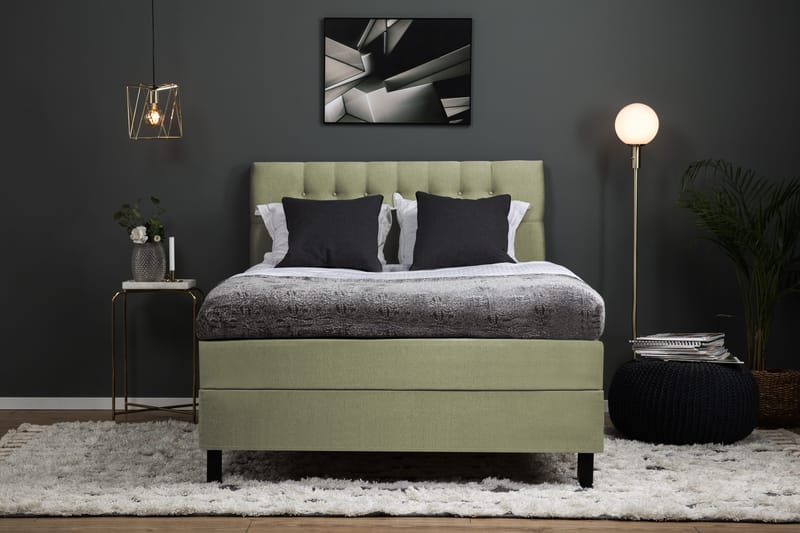 Lucky Komplett Sängpaket 120x200 Skum Diamant Sänggavel - Grön - Möbler - Sovrum - Sängar - Kontinentalsängar