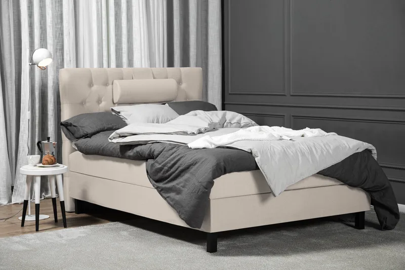 Lucky Komplett Sängpaket 120x200 Skum Diamant Sänggavel - Nackkudde Stor Beige - Möbler - Sovrum - Sängar - Kontinentalsängar