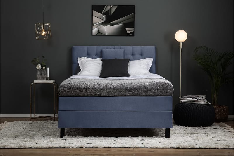 Lucky Komplett Sängpaket 120x200 Polyeter Diamant Sänggavel - Nackkudde Liten Mörkblå - Möbler - Sovrum - Sängar - Kontinentalsängar