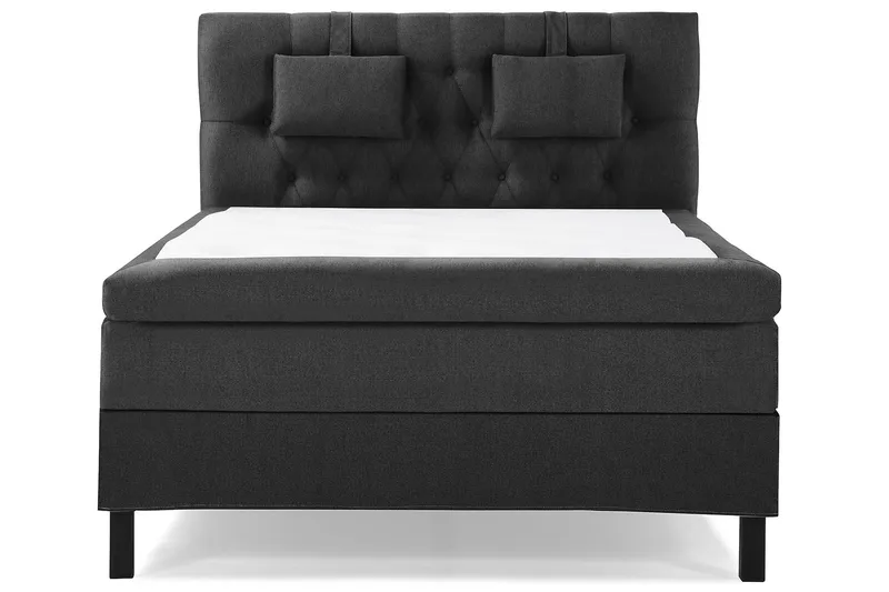 Lucky Komplett Sängpaket 140x200 Latex Diamant Sänggavel, Nackkudde Liten Svart/Grå