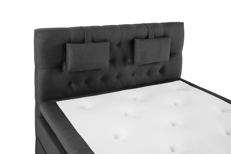 Lucky Komplett Sängpaket 140x200 Latex Diamant Sänggavel - Nackkudde Liten Svart/Grå - Möbler - Sovrum - Sängar - Kontinentalsängar