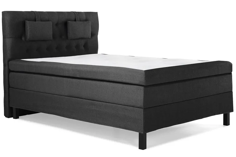 Lucky Komplett Sängpaket 140x200 Latex Diamant Sänggavel - Nackkudde Liten Svart/Grå - Möbler - Sovrum - Sängar - Kontinentalsängar