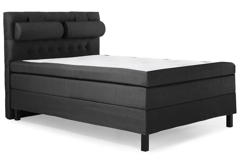 Lucky Komplett Sängpaket 140x200 Latex Diamant Sänggavel - Nackkudde Stor Svart/Grå - Möbler - Sovrum - Sängar - Kontinentalsängar