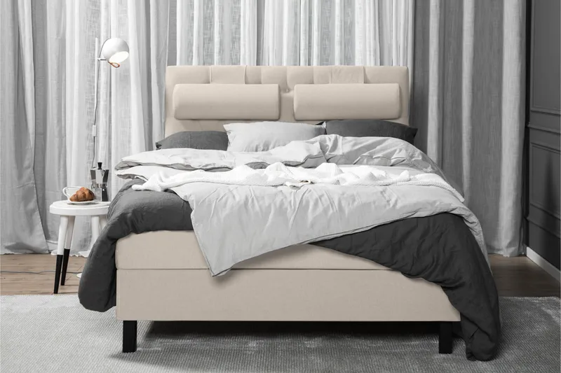 Lucky Komplett Sängpaket 140x200 Skum Diamant Sänggavel - Beige - Möbler - Sovrum - Sängar - Kontinentalsängar