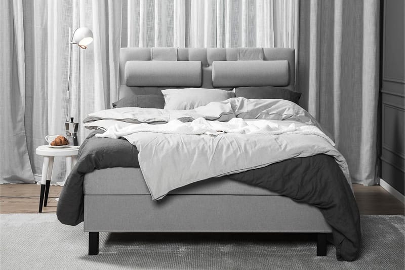 Lucky Komplett Sängpaket 140x200 Skum Diamant Sänggavel - Nackkudde Stor Mellangrå - Möbler - Sovrum - Sängar - Kontinentalsängar