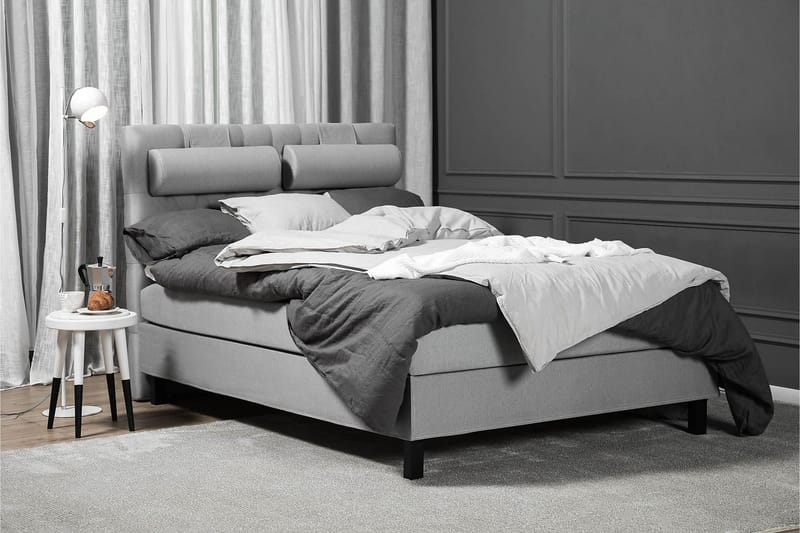 Lucky Komplett Sängpaket 140x200 Skum Diamant Sänggavel - Nackkudde Stor Mellangrå - Möbler - Sovrum - Sängar - Kontinentalsängar