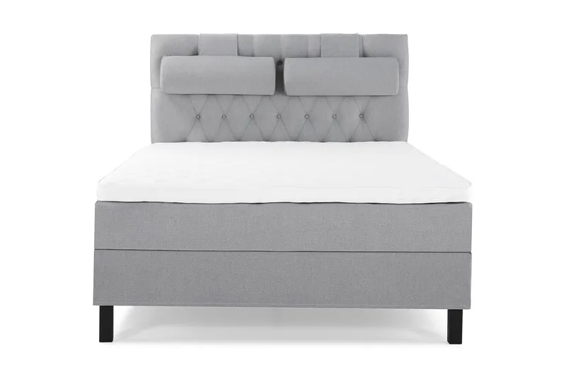 Lucky Komplett Sängpaket 140x200 Skum Diamant Sänggavel, Nackkudde Stor Mellangrå