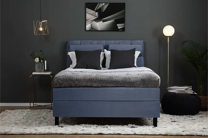 Lucky Komplett Sängpaket 140x200 Polyeter Diamant - Nackkudde Stor Mörkblå - Möbler - Sovrum - Sängar - Kontinentalsängar