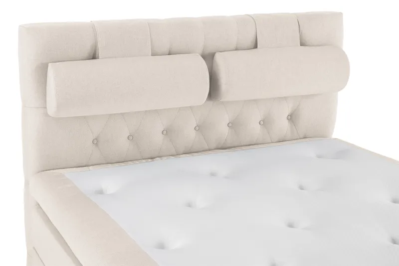 Lucky Komplett Sängpaket 140x200 Polyeter Diamant Sänggavel - Nackkudde Stor Beige - Möbler - Sovrum - Sängar - Kontinentalsängar