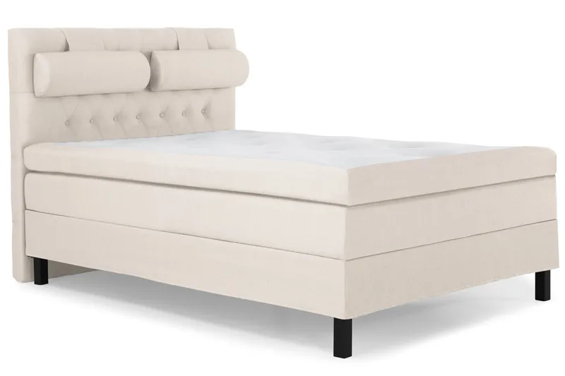 Lucky Komplett Sängpaket 140x200 Polyeter Diamant Sänggavel - Nackkudde Stor Beige - Möbler - Sovrum - Sängar - Kontinentalsängar