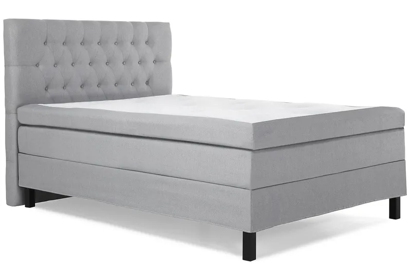 Lucky Komplett Sängpaket 140x200 Polyeter Diamant Sänggavel - Grå - Möbler - Sovrum - Sängar - Kontinentalsängar
