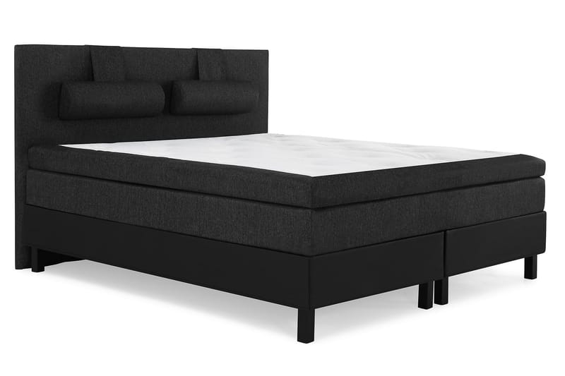 Lucky Komplett Sängpaket 160x200 Latex Slät - Nackkudde Stor Svart/Grå/PU - Möbler - Sovrum - Sängar - Kontinentalsängar
