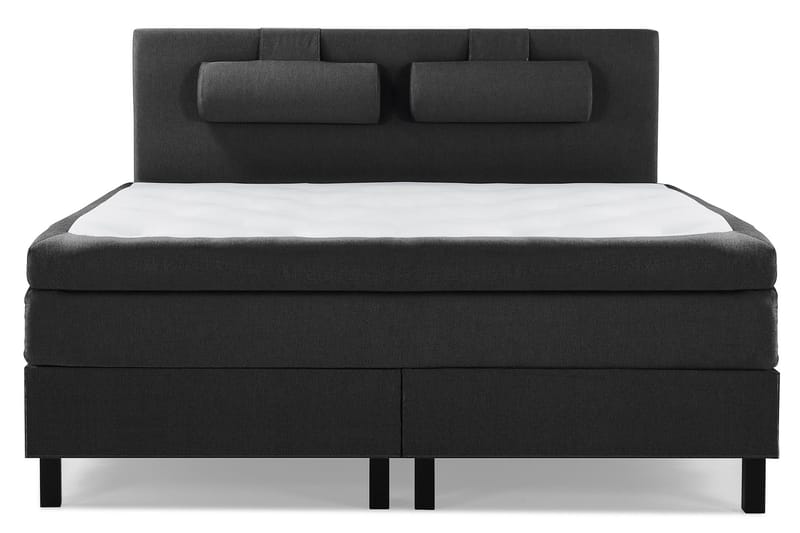 Lucky Komplett Sängpaket 160x200 Memory Slät, Nackkudde Stor Svart/Grå