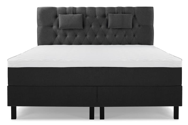 Lucky Komplett Sängpaket 160x200 Skum Diamant Sänggavel - Nackkudde Liten Svart/Grå - Möbler - Sovrum - Sängar - Kontinentalsängar