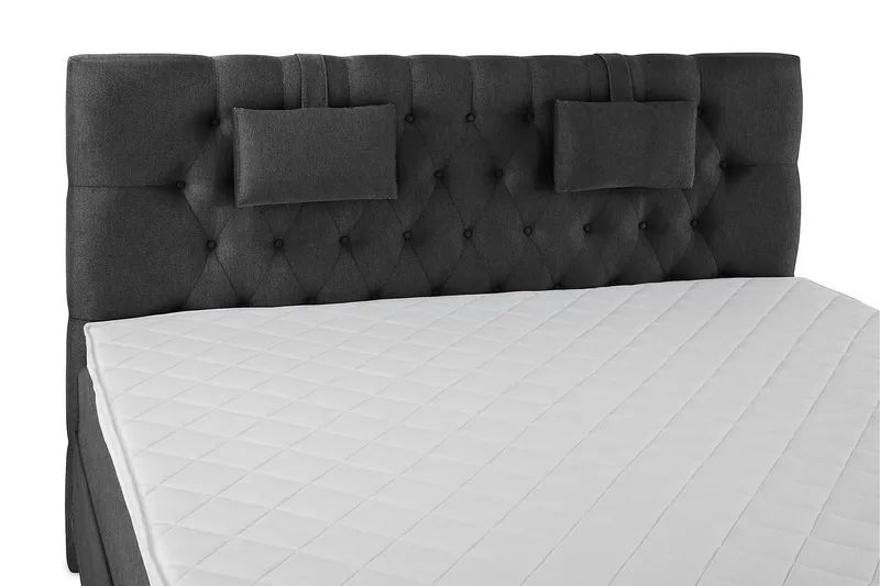 Lucky Komplett Sängpaket 160x200 Skum Diamant Sänggavel - Nackkudde Liten Svart/Grå - Möbler - Sovrum - Sängar - Kontinentalsängar