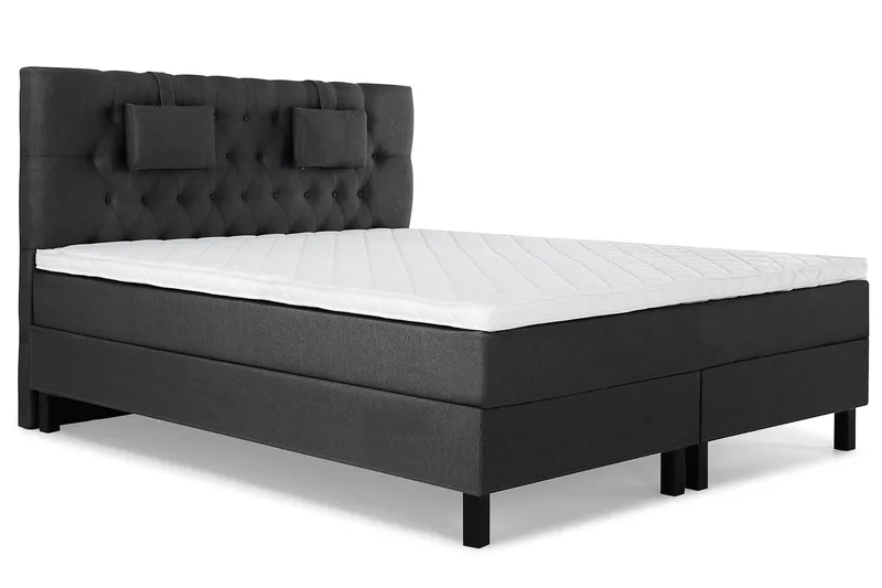 Lucky Komplett Sängpaket 160x200 Skum Diamant Sänggavel - Nackkudde Liten Svart/Grå - Möbler - Sovrum - Sängar - Kontinentalsängar