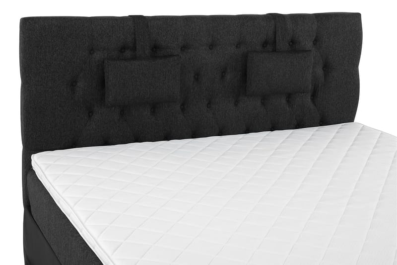 Lucky Komplett Sängpaket 160x200 Skum Diamant Sänggavel - Nackkudde Liten Svart/Grå/PU - Möbler - Sovrum - Sängar - Kontinentalsängar