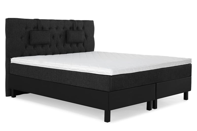 Lucky Komplett Sängpaket 160x200 Skum Diamant Sänggavel - Nackkudde Liten Svart/Grå/PU - Möbler - Sovrum - Sängar - Kontinentalsängar
