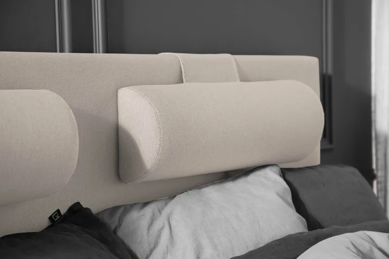 Lucky Komplett Sängpaket 160x200 Skum Slät Sänggavel - Nackkudde Stor Beige - Möbler - Sovrum - Sängar - Kontinentalsängar