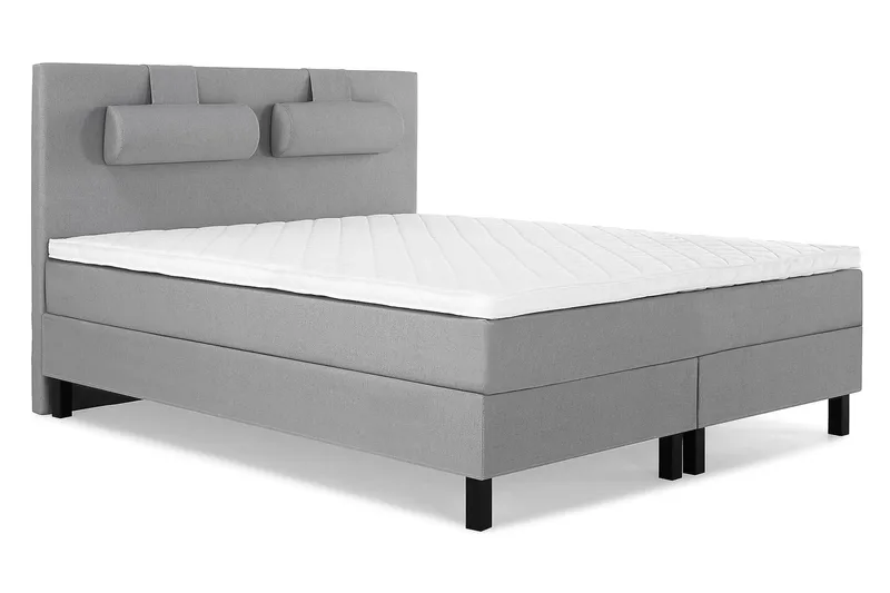 Lucky Komplett Sängpaket 160x200 Skum Slät Sänggavel - Nackkudde Stor Mellangrå - Möbler - Sovrum - Sängar - Kontinentalsängar
