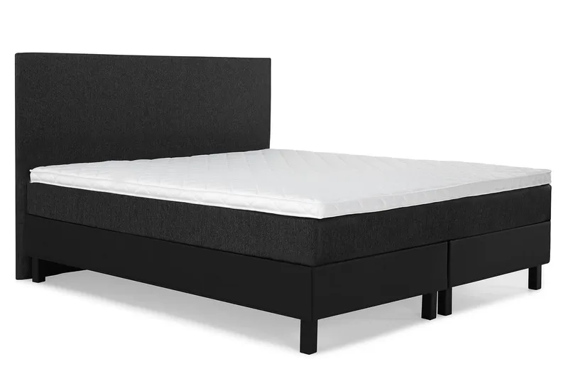 Lucky Komplett Sängpaket 160x200 Skum Slät - Svart/Grå/PU - Möbler - Sovrum - Sängar - Kontinentalsängar