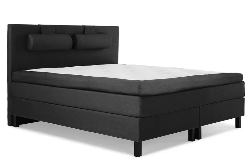 Lucky Komplett Sängpaket 160x200 Polyeter Slät - Nackkudde Stor Svart/Grå - Möbler - Sovrum - Sängar - Kontinentalsängar