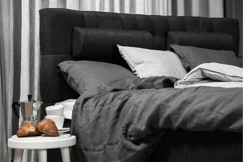 Lucky Komplett Sängpaket 180x200 Latex Diamant - Nackkudde Stor Svart/Grå/PU - Möbler - Sovrum - Sängar - Kontinentalsängar