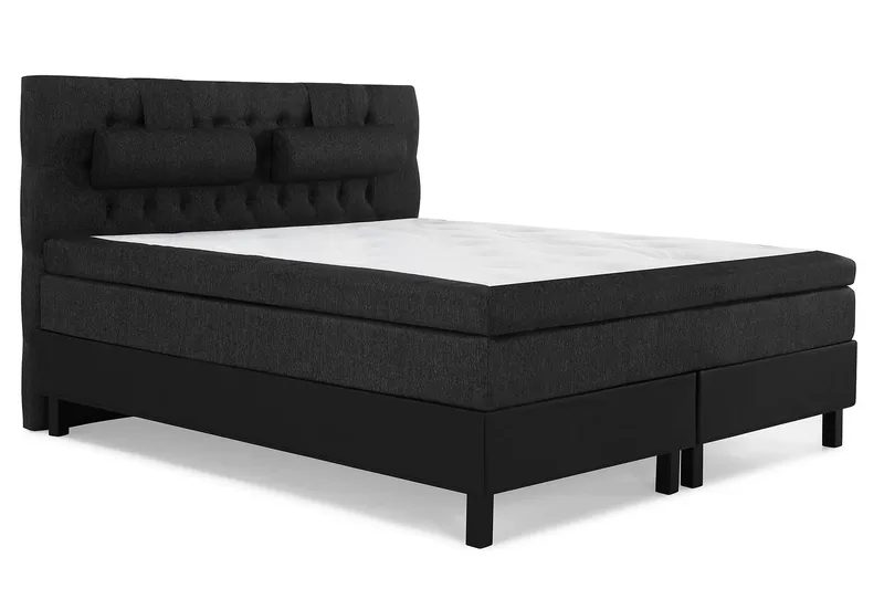 Lucky Komplett Sängpaket 180x200 Latex Diamant - Nackkudde Stor Svart/Grå/PU - Möbler - Sovrum - Sängar - Kontinentalsängar