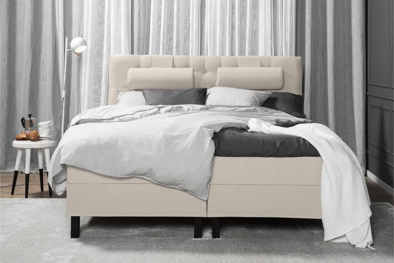 Lucky Komplett Sängpaket 180x200 Latex Diamant Sänggavel - Beige - Möbler - Sovrum - Sängar - Kontinentalsängar