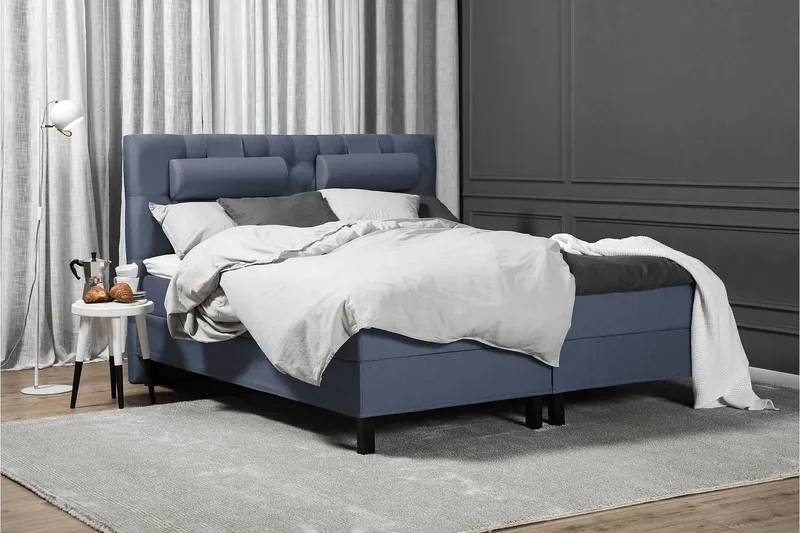 Lucky Komplett Sängpaket 180x200 Latex Diamant Sänggavel - Mörkblå - Möbler - Sovrum - Sängar - Kontinentalsängar