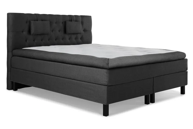 Lucky Komplett Sängpaket 180x200 Latex Diamant Sänggavel - Nackkudde Liten Svart/Grå - Möbler - Sovrum - Sängar - Kontinentalsängar