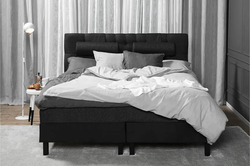 Lucky Komplett Sängpaket 180x200 Latex Diamant - Svart/Grå/PU - Möbler - Sovrum - Sängar - Kontinentalsängar