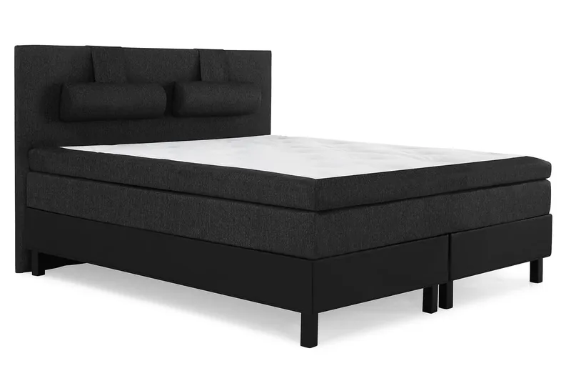Lucky Komplett Sängpaket 180x200 Latex Slät - Nackkudde Stor Svart/Grå/PU - Möbler - Sovrum - Sängar - Kontinentalsängar