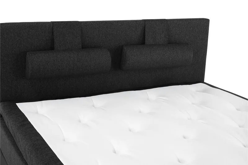 Lucky Komplett Sängpaket 180x200 Latex Slät - Nackkudde Stor Svart/Grå/PU - Möbler - Sovrum - Sängar - Kontinentalsängar