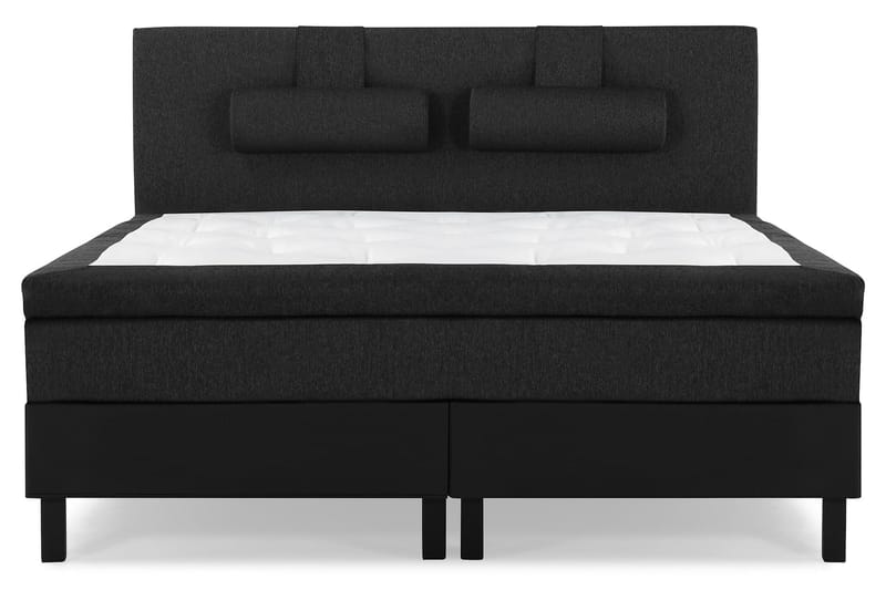 Lucky Komplett Sängpaket 180x200 Latex Slät, Nackkudde Stor Svart/Grå/PU