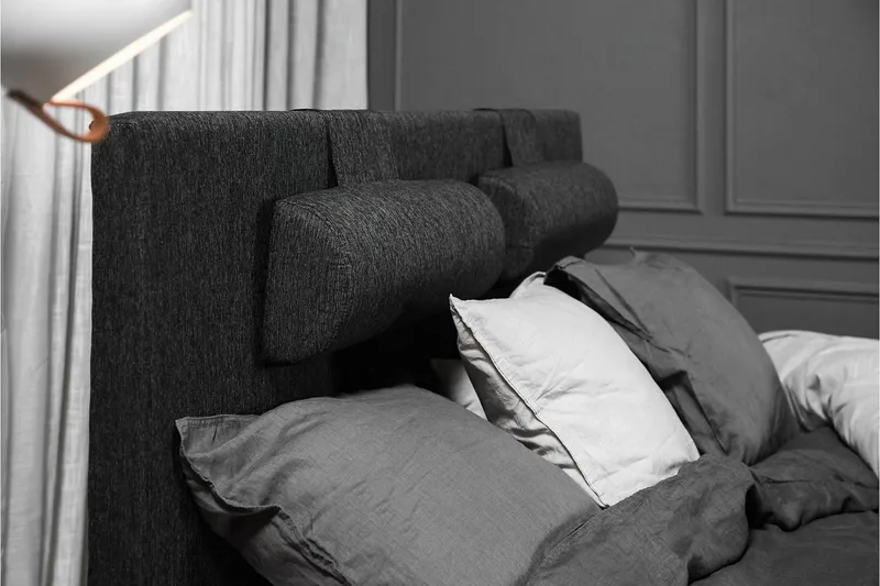 Lucky Komplett Sängpaket 180x200 Latex Slät - Nackkudde Stor Svart/Grå/PU - Möbler - Sovrum - Sängar - Kontinentalsängar