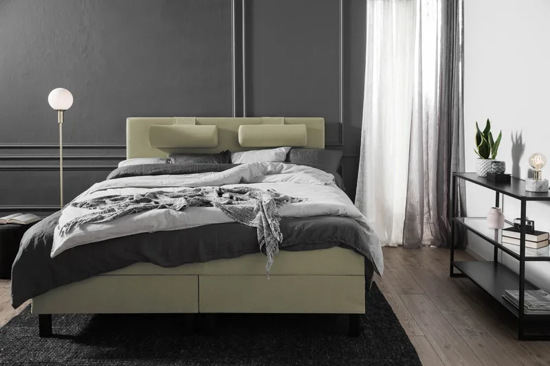 Lucky Komplett Sängpaket 180x200 Latex Slät Sänggavel - Nackkudde Liten Grön - Möbler - Sovrum - Sängar - Kontinentalsängar