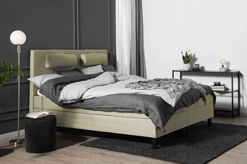 Lucky Komplett Sängpaket 180x200 Latex Slät Sänggavel, Nackkudde Liten Grön