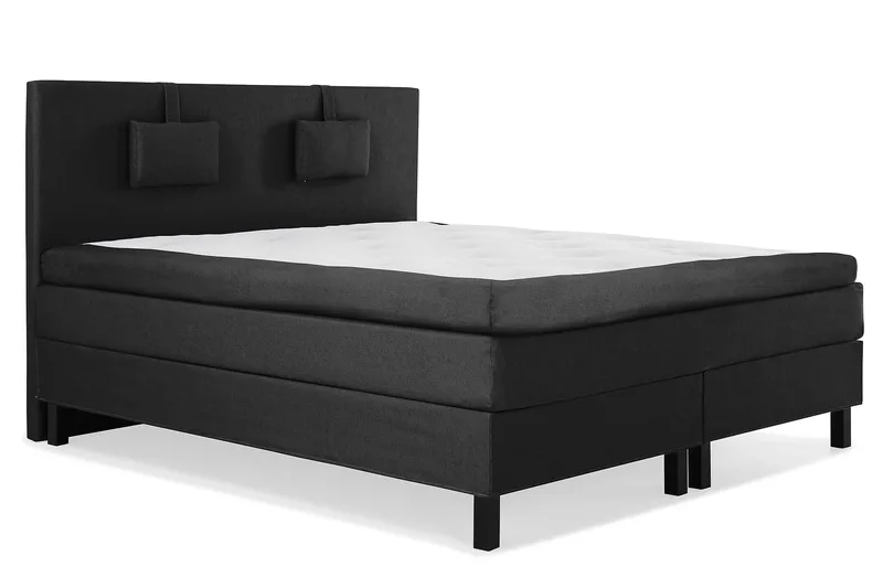 Lucky Komplett Sängpaket 180x200 Memory Slät - Nackkudde Liten Svart/Grå - Möbler - Sovrum - Sängar - Kontinentalsängar