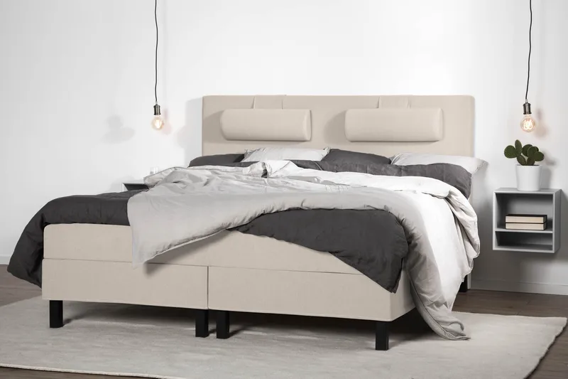 Lucky Komplett Sängpaket 180x200 Memory Slät Sänggavel - Nackkudde Stor Beige - Möbler - Sovrum - Sängar - Kontinentalsängar