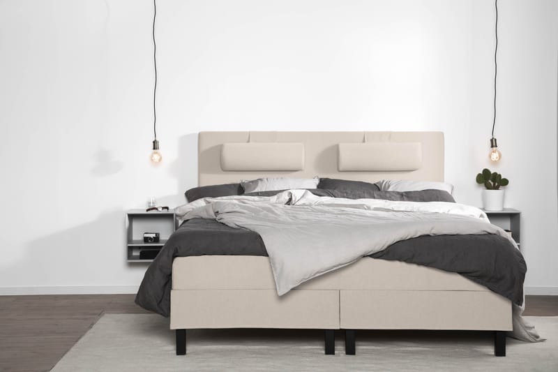 Lucky Komplett Sängpaket 180x200 Memory Slät Sänggavel - Nackkudde Stor Beige - Möbler - Sovrum - Sängar - Kontinentalsängar