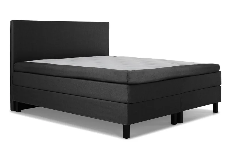 Lucky Komplett Sängpaket 180x200 Memory Slät Sänggavel - Svart/Grå/PU - Möbler - Sovrum - Sängar - Kontinentalsängar