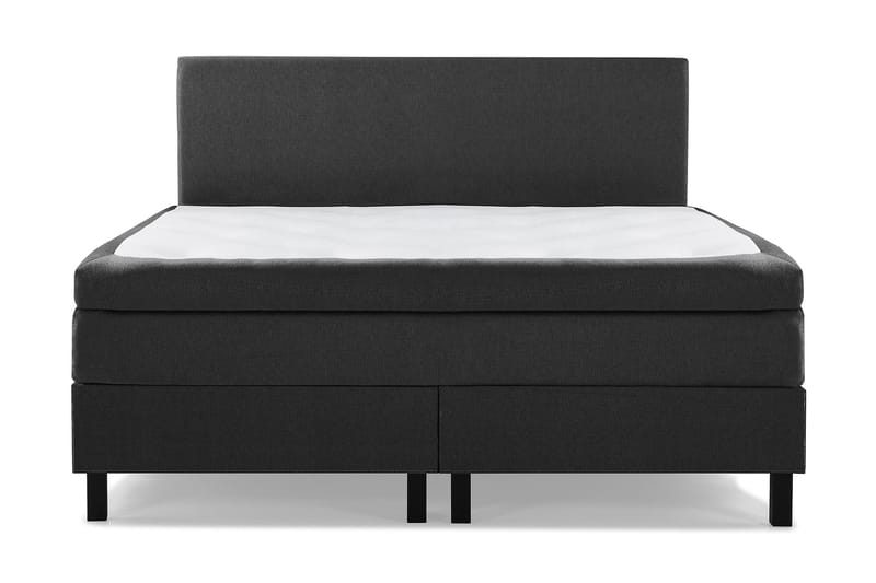 Lucky Komplett Sängpaket 180x200 Memory Slät Sänggavel, Svart/Grå/PU