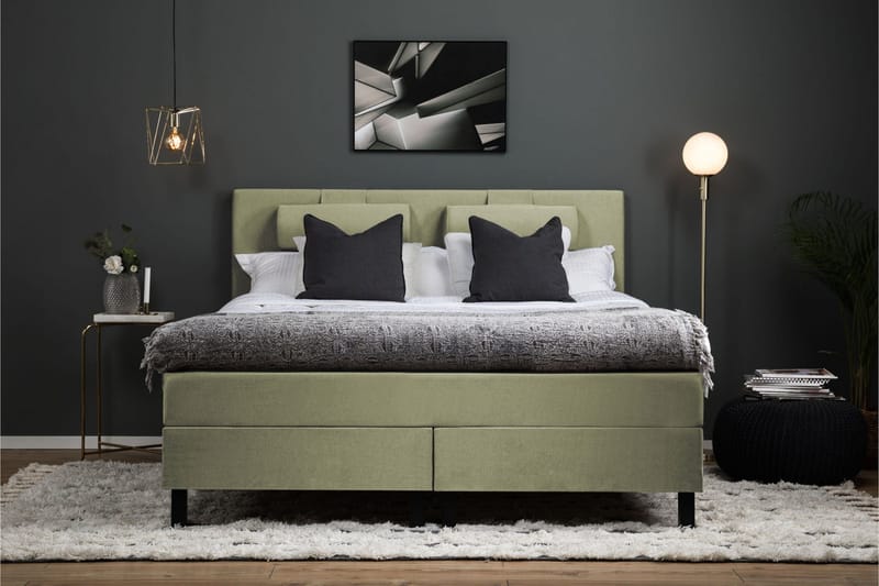 Lucky Komplett Sängpaket 180x200 Skum Slät Sänggavel - Nackkudde Liten Grön - Möbler - Sovrum - Sängar - Kontinentalsängar