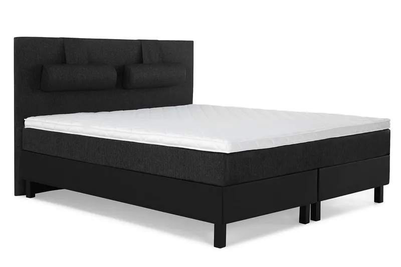 Lucky Komplett Sängpaket 180x200 Skum Slät Sänggavel - Nackkudde Stor Svart/Grå/PU - Möbler - Sovrum - Sängar - Kontinentalsängar
