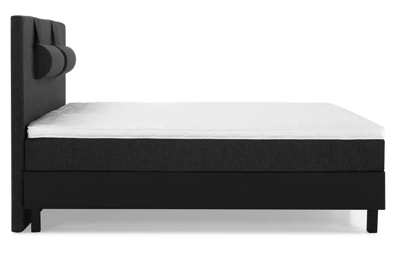 Lucky Komplett Sängpaket 180x200 Skum Slät Sänggavel - Nackkudde Stor Svart/Grå/PU - Möbler - Sovrum - Sängar - Kontinentalsängar