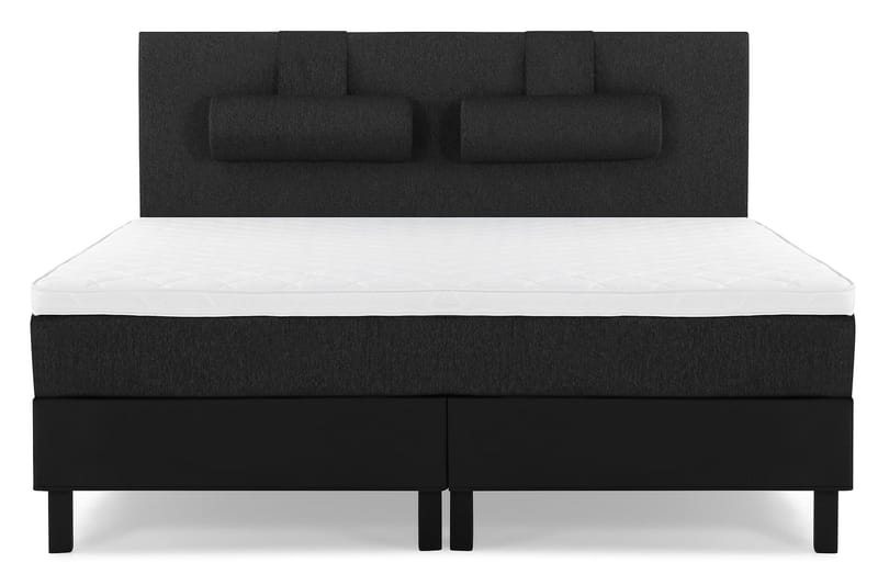 Lucky Komplett Sängpaket 180x200 Skum Slät Sänggavel - Nackkudde Stor Svart/Grå/PU - Möbler - Sovrum - Sängar - Kontinentalsängar